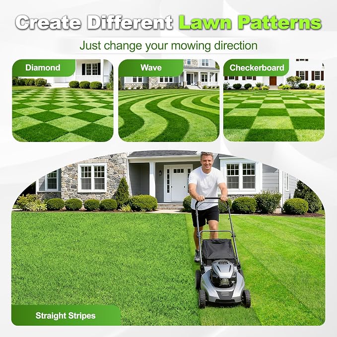 Lawn Striping Kit for 21" Walk-Behind Mowers, No-Sand Grass Striper Roller | No Sand Filling Required • Compatible with EGO LM2100, Toro Recycler & Honda HRX217 • Quick-Release • Works With Bagger