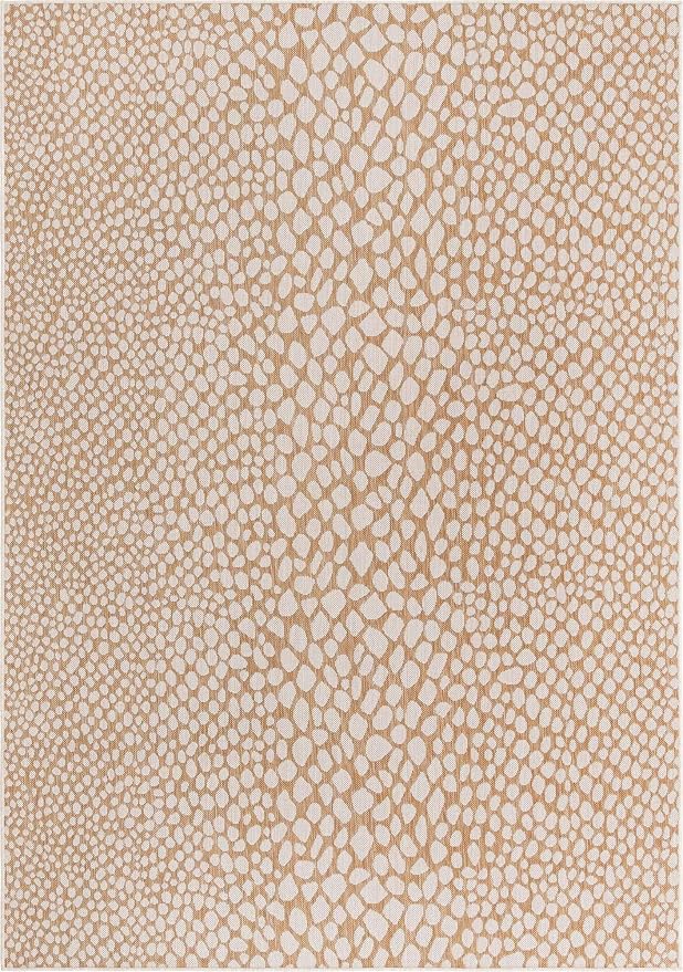 Unique Loom Outdoor Collection Area Rug - Cape Town (7' 1" x 10' Rectangle, Dark Beige/ Ivory)