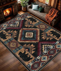 YIHOUSE Rustic Cabin Area Rug 9x12, Lodge Wildlife Bear Washable Large Area Rug, Southwestern Rustic Rugs for Living Room