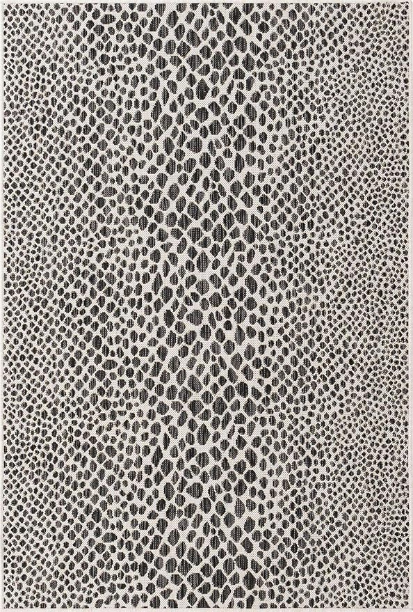 Unique Loom Outdoor Collection Area Rug - Cape Town (4' 1' x 6' 1' Rectangle, Black/ Ivory)