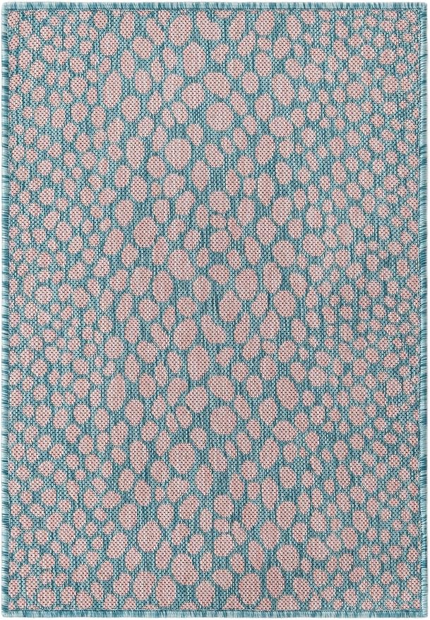 Unique Loom Jill Zarin Jill Zarin Outdoor Collection Area Rug - Cape Town (2' 2" x 3' 1" Rectangle, Pink and Aqua/Light Blue)