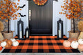 Orange and Black Outdoor Rug 24''x51''Fall Front Porch Rug Cotton Woven Washable Checkered Door Mat Outdoor for Layered Doormat Halloween Kitchen Farmhouse Entryway