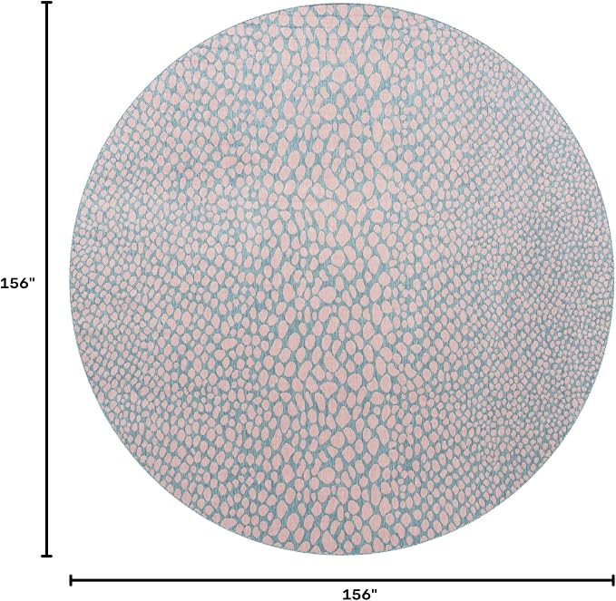Unique Loom Jill Zarin Jill Zarin Outdoor Collection Area Rug - Cape Town (13' Round, Pink and Aqua/Light Blue)