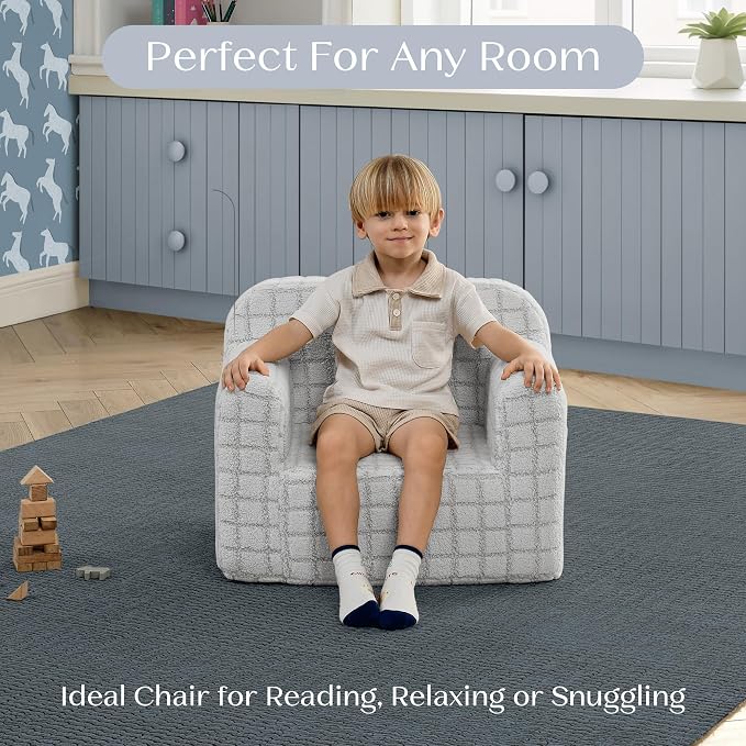Delta Children Checkered Cozee Chair, Grey