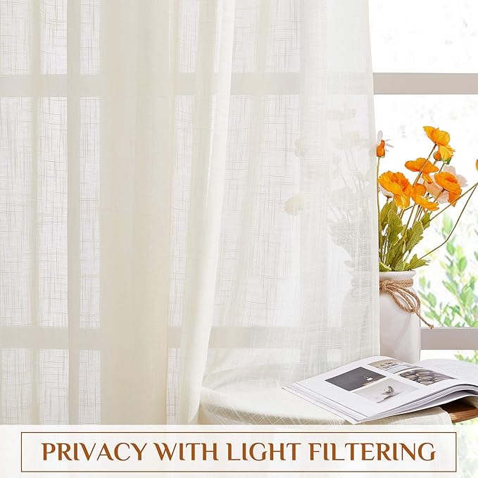 NICETOWN Faux Linen Sheer Curtains 80 inch Length - Image 7