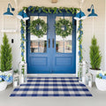 Buffalo Plaid Outdoor Rug 3x5 Ft Blue and White Checkered Area Rug Washable Doormats Indoor Outdoor Rugs for Layered Front Door Mats, Porch, Entryway, Kitchen, Farmhouse