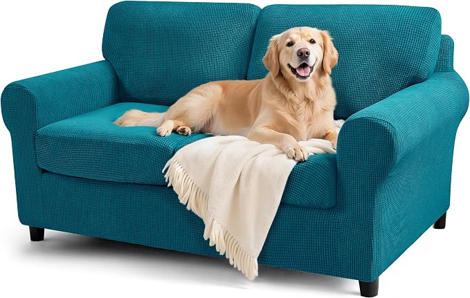SUBRTEX 5 Pieces Stretch Sofa Slipcover Sets Couch Cover Sets Backrest Cushion Covers Furniture Protector Collection Set for Oversize Sofa Loveseat Chair Slip Covers(Medium, Teal)