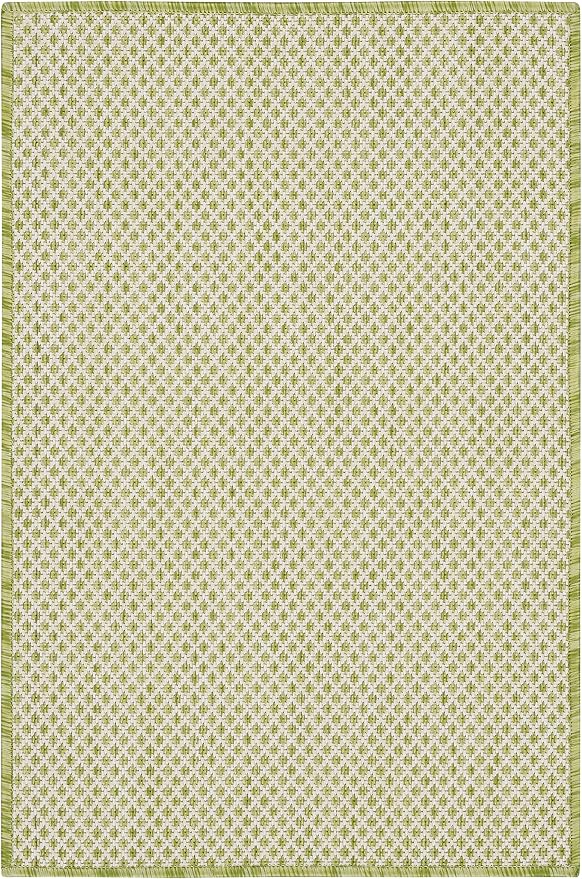 Nourison Home Courtyard Ivory Green 2' x 3' Area Rug - Easy Clean, Non Shedding, Bed Room, Living Room, Dining Room, Kitchen (2' x 3')