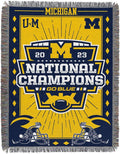 Northwest Michigan Wolverines 2023 National Champions Woven Tapestry Throw Blanket – 48 x 60 Inches – NCAA Official Fan Decor – Visionary Design