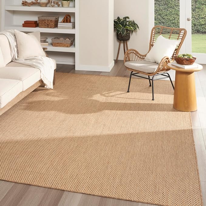 Nourison Home Courtyard Jute 9' x 12' Area Rug - Easy Clean, Non Shedding, Bed Room, Living Room, Dining Room, Kitchen (9' x 12')