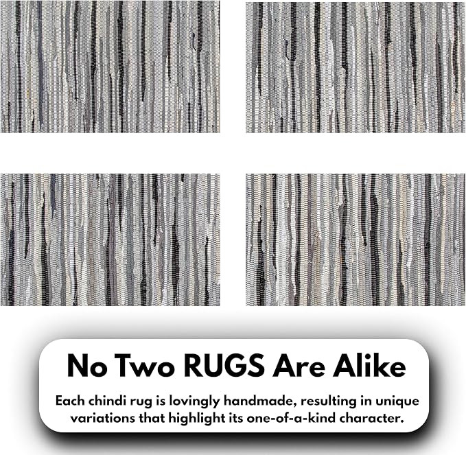 Ramanta Home Hand Woven 100% Cotton Rag Rug 3'x5' - Charcoal, Recycled Rugs, Boho Farmhouse Rugs for Living Room, Dinning Room, Kitchen, Entryway, Bedroom Rug - 36"x60"