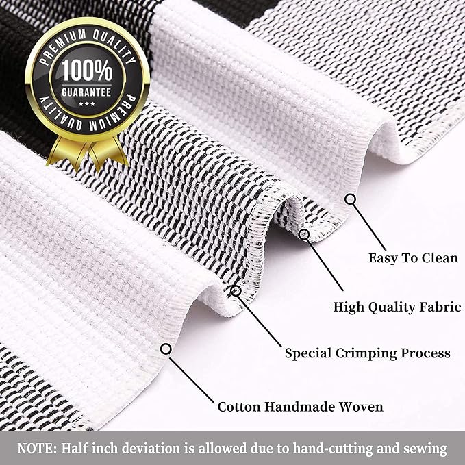 KILOCOCO Buffalo Plaid Checkered Rug 27.5x43 in Black White Front Door Rug | Cotton Woven Outdoor Rug, Machine Washable Front Door Mat, Indoor Entryway Rug, Low Pile Welcome Mats for Farmhouse