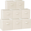 Criusia Storage Cubes - 11 Inch Heavy Duty Fabric Storage Bins for Shelves Closet Cube Organizer - 8 Pack Collapsible Cube Storage Bins Baskets for Clothes Blankets Toys - Nursery Organization (Beige)
