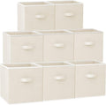 Criusia Large Storage Cubes - 13 Inch Heavy Duty Fabric Storage Bins for Shelves Closet, Cube Organizer - 8 Pack Collapsible Cube Storage Bins Baskets for Organizing Clothes Blankets Toys (Beige)