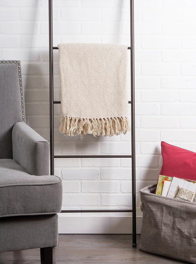 DII Diamond Throw Collection Cotton Woven, 50x60, White