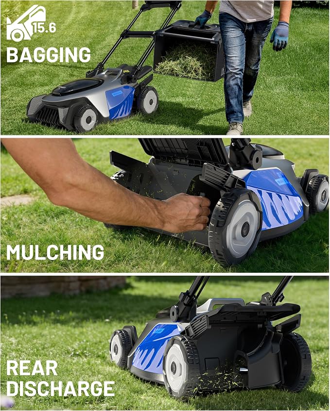 Litheli 21" Electric Lawn Mower Cordless, Self-Propelled Electric Mower with 40V Brushless Motor, Battery Powered Lawn Mower 4×8.0Ah Batteries and Rapid Charger Included