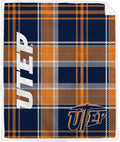 NCAA UTEP Miners Playmaker Plaid Ultra Cozy Sherpa Throw