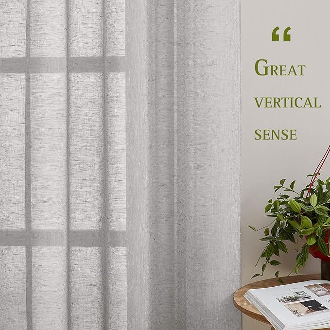 NICETOWN Linen Textured Semi Sheer Curtains 72 inches Length, Eyelet Top - Image 6