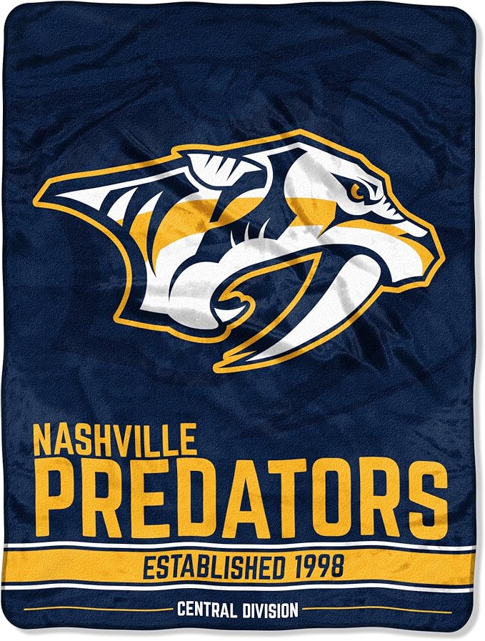 Northwest NHL Nashville Predators Unisex-Adult Micro Raschel Throw Blanket, 46" x 60", Break Away