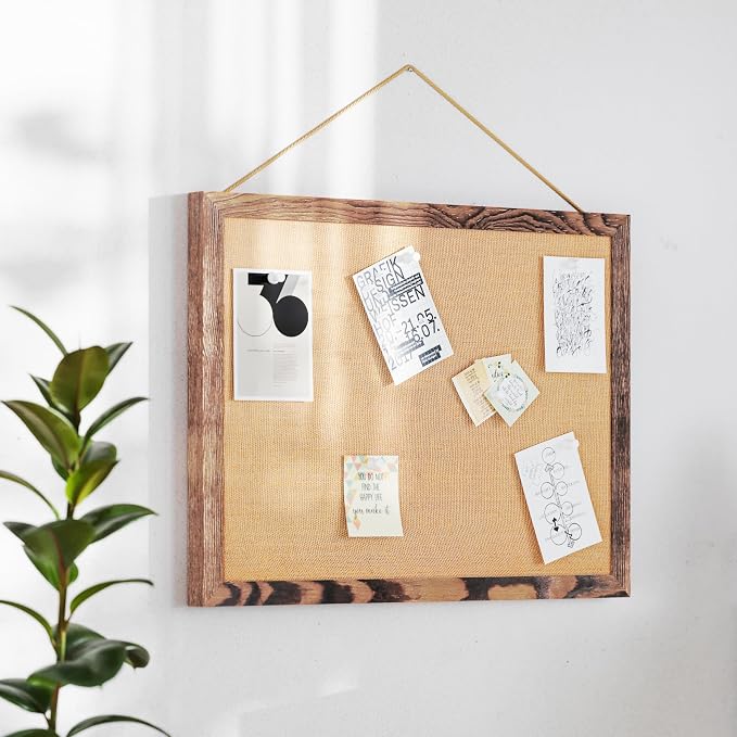 Flash Furniture Rustic Wall Mount Linen Board, for Home, Office, School, Comes with Wood Push Pins, 18" x 24", Torched Brown