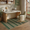 PureCozy Striped Easy Jute Rug 3x5 Green Entryway Carpet Washable Non Slip Office Door Mat Farmhouse Neutral Non Shedding Small Indoor Outdoor Rug for Bathroom Kitchen Bedroom Living Room