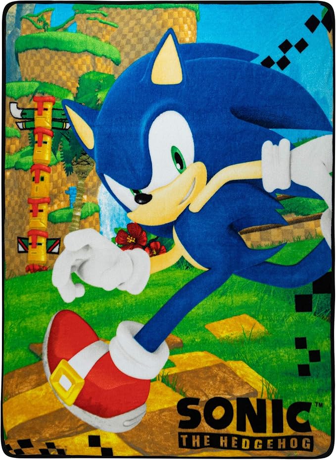 Franco Kids Bedding Super Soft Micro Raschel Throw, 46 in x 60 in, Sonic The Hedgehog, Anime