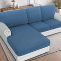 H.VERSAILTEX Sectional Couch Covers 3 Pieces Sofa Seat Cushion Covers L Shape Separate Cushion Couch Chaise Cover for Both Left/Right Sectional Couch (Seat Only: 1 Chaise + 2 Sofa, Dusty Blue)