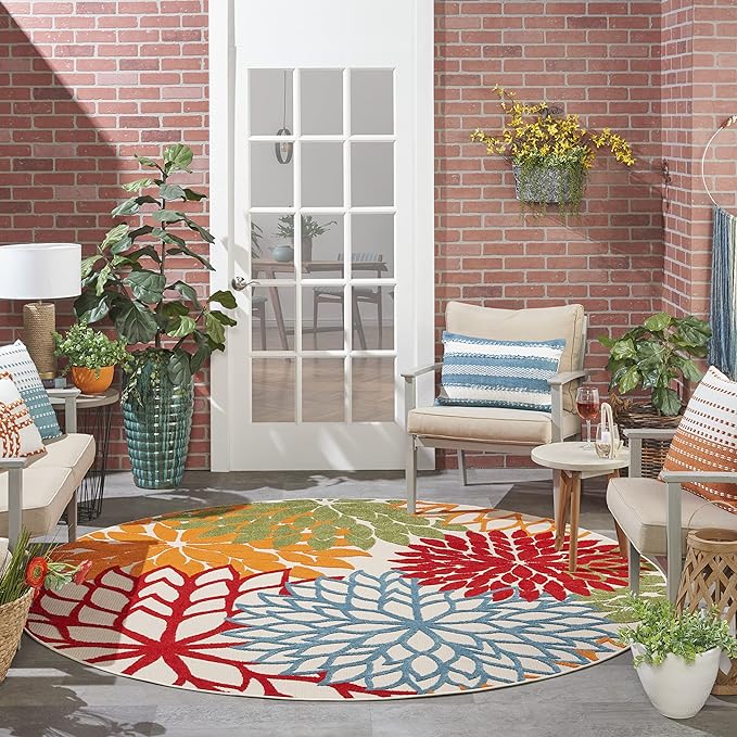 Nourison Home Aloha Indoor/Outdoor Green 10' x Area Rug (10 Round)