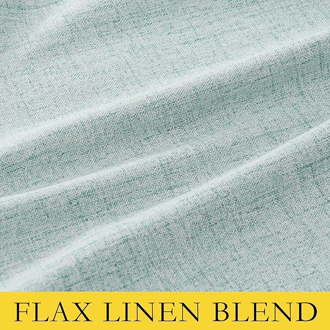 NICETOWN 100% Absolutely Blackout Linen Curtains with Thermal Insulated Liner, Seafoam Green, 62" Wide, 72" Length Energy Saving Curtains for Playroom 2 Panels Set, Vertical Blinds