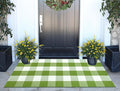 Buffalo Plaid Outdoor Rug 24''x51''Green and White Checkered Front Porch Rug Cotton Woven Washable Door Mat Outdoor for Layered Hello Welcome Door Mat Farmhouse Entryway
