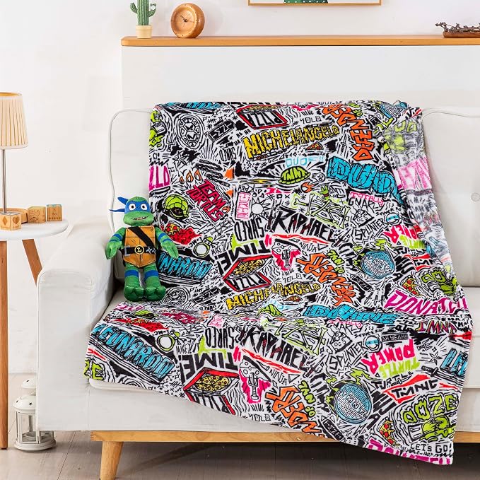 Northwest Teenage Mutant Ninja Turtles Character Hugger Pillow & Silk Touch Throw Blanket Set, 40" x 50", Sketched Out