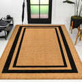 JONATHAN Y Double Border Indoor Outdoor Doormat 3X5 Natural/Black, Blaire Modern Classic for Living Room, Bedroom, Kitchen, Office, Easy-Cleaning, High Traffic, Pet-Friendly, Non-Shedding NRF107A-3