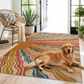 Washable Sun Easy Jute Rug, 3x5 Rainbow Sun Modern Boho Retro Outdoor Indoor Patio Small Area Rugs, Woven Ultra Thin Non Slip Carpet Door Mat for Bedroom Entryway Front Door Porch Farmhouse Backyard
