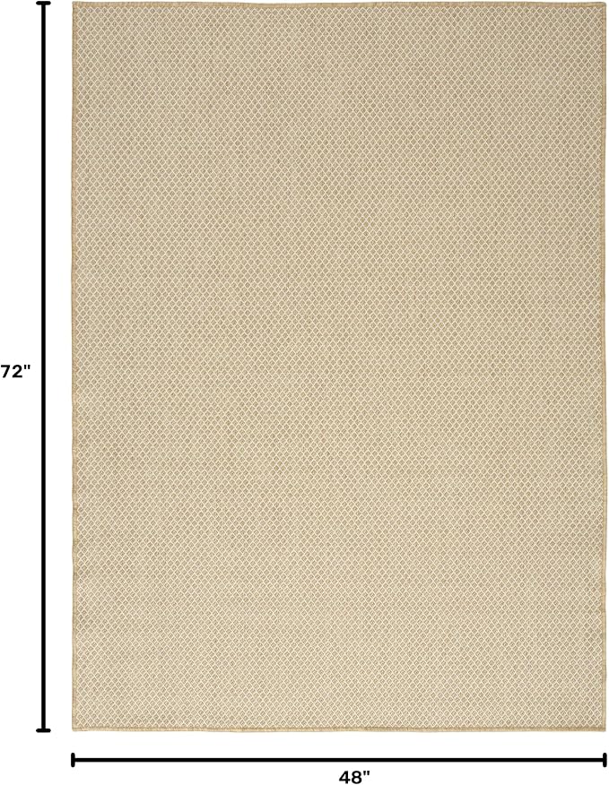 Nourison Home Courtyard Jute Ivory 4' x 6' Area Rug - Easy Clean, Non Shedding, Bed Room, Living Room, Dining Room, Kitchen (4' x 6')