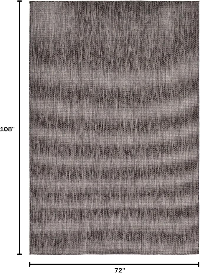 Unique Loom Collection Casual Transitional Solid Heathered Indoor/Outdoor Flatweave Area Rug (6' 1" x 9' Rectangle, Black/Ivory)