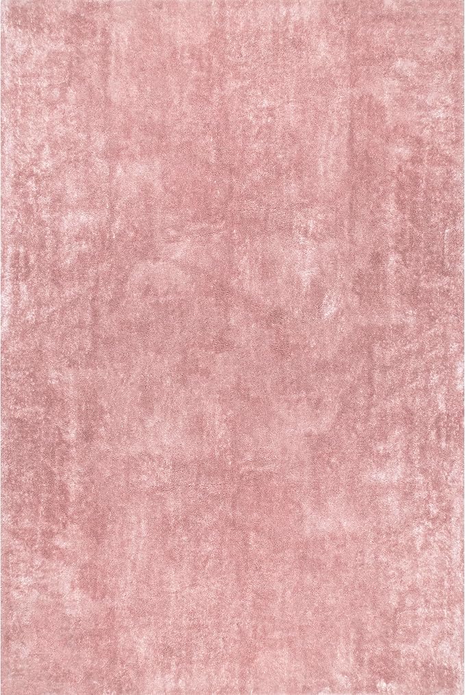 nuLOOM Loni Pink Solid Washable Area Rug, 4' Square