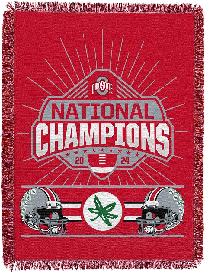 Northwest Ohio State Buckeyes NCAA 2024 FBC Champion Peak Tapestry Throw Blanket 46X60 Inches