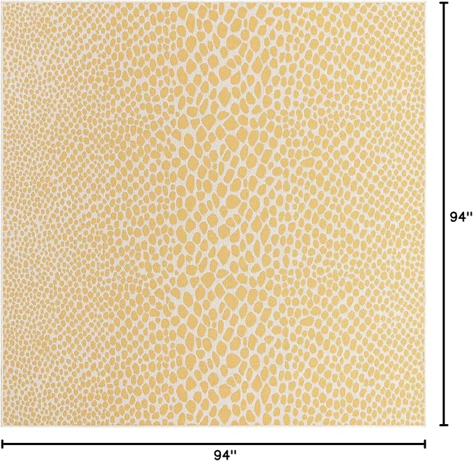 Unique Loom Outdoor Collection Area Rug - Cape Town (7' 10" Square, Yellow Ivory/ Ivory)