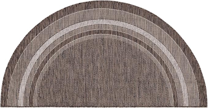 Unique Loom Outdoor Border Collection Area Rug - Soft Border (3' 1" x 6' 1" Hearth Brown/Ivory)