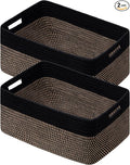 2 Pack Storage Baskets for Organizing, Large Woven Storage Basket, Black&Brown