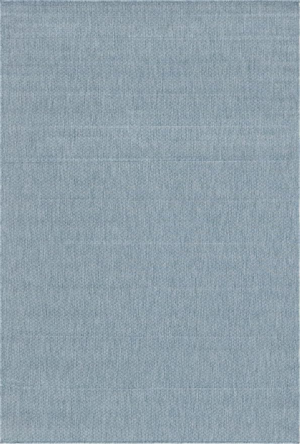Unique Loom Collection Casual Transitional Solid Heathered Indoor/Outdoor Flatweave Area Rug (6' 1" x 9' Rectangle, Aquamarine/Ivory)
