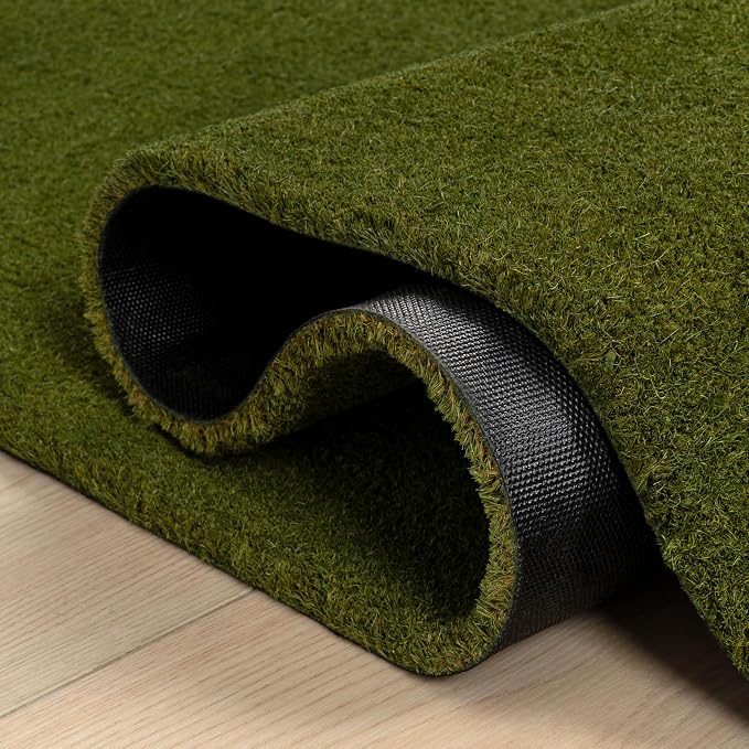 JONATHAN Y Peater Classic Casual Commercial Natural Coir Green 3 ft. x 6 ft. Doormat for Entrance, Front Door, Entryway CHG100F-36