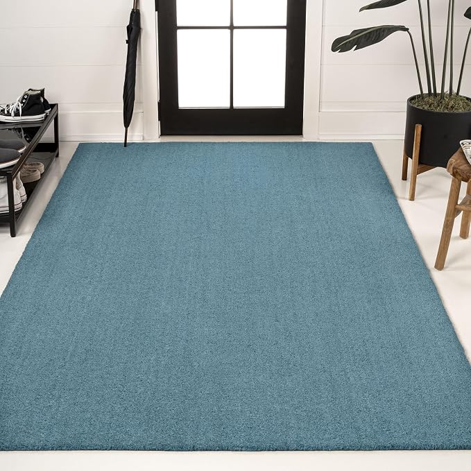 JONATHAN Y Peater Classic Casual Commercial Natural Coir Coastal Blue 3 ft. x 5 ft. Doormat for Entrance, Front Door, Entryway CHG100D-3