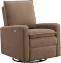 Oxford Baby Uptown Power Glider Recliner Rocking Chair 270° Swivel for Nursery and Living Room, Teddy Brown, Green Guard Gold Certified