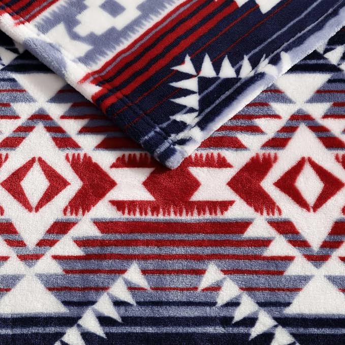 Wrangler - Fleece Throw Blanket for Couch 50x70, Ultra Soft Reversible Plush Blanket, Americana Decor, Western Style Throw for Sofa, Bed, Living Room (Jericho Red)