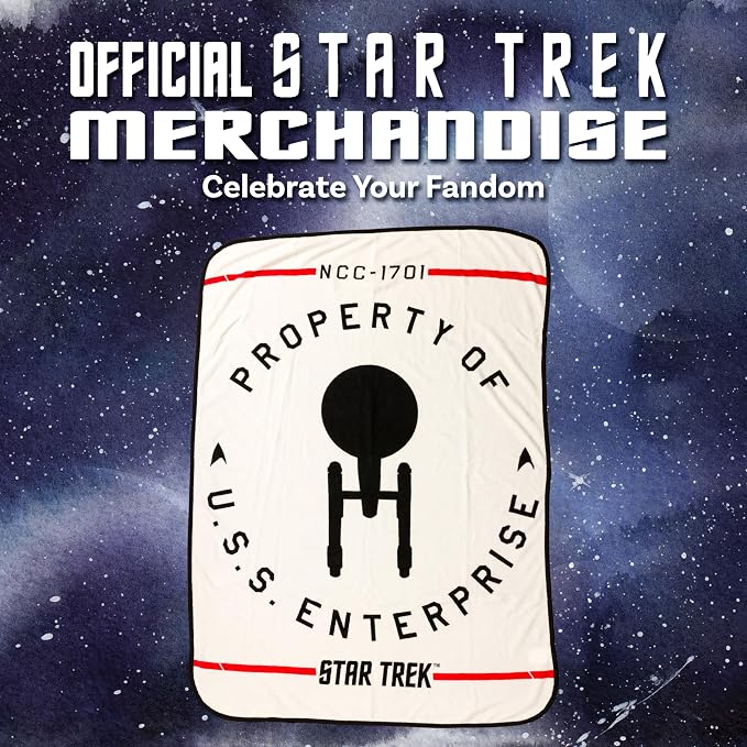 Silver Buffalo Star Trek NCC-1701, Fleece Throw Blanket, 45x60in | Property of the USS Enterprise, Soft and Cozy, 180 GSM