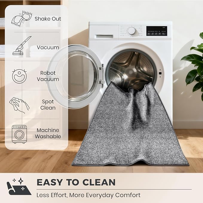 PURRUGS Dirt Trapping Door Mat 32" x 47", Non-Slip Machine Washable Entry Rug, Entrance Mat, Indoor Front Door Mat, Super Absorbent Entryway Rug for Muddy Shoes & Paws, Heathered Grey