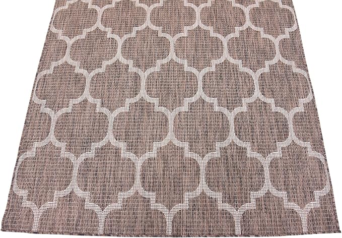 Unique Loom Outdoor Trellis Collection Area Rug (5' 3" x 8' Rectangle, Brown/ Ivory)