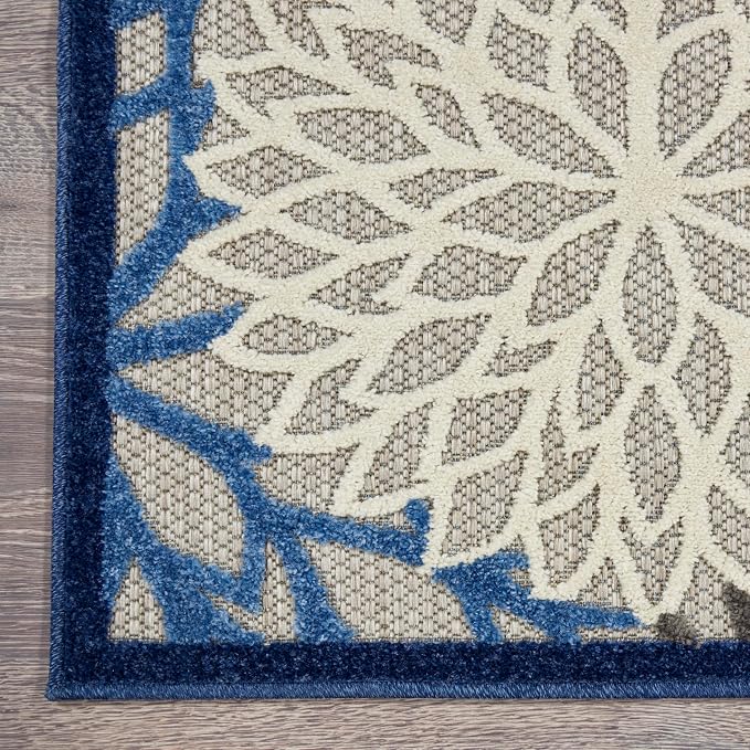 Nourison Home Aloha Indoor/Outdoor Blue/Multicolor 6' x 9' Area Rug, Easy Cleaning, Non Shedding, Bed Room, Living Room, Dining Room, Deck, Backyard, Patio (6x9)