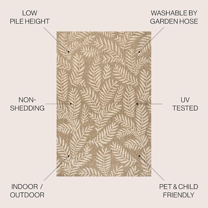 JONATHAN Y Palm Frond Indoor Outdoor Area Rug 10X14 Brown/Beige, Nevis for Backyard, Patio, Porch, Easy-Cleaning, High Traffic, Pet-Friendly, Non-Shedding (SMB119A-14)